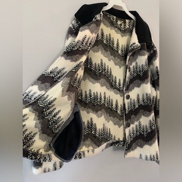 VTG Teddy Jacket David Paul New York Sherpa Soft Black White Mountains Hippie M - Picture 6 of 8